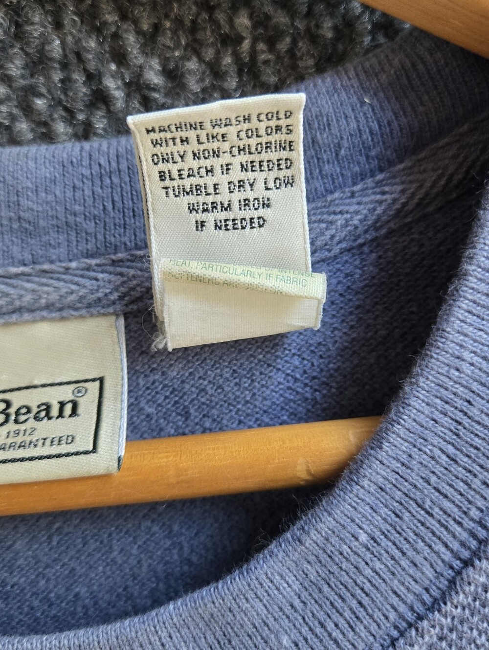 Vintage 90s L.L. Bean Waffle Knit Men's Crewneck Preppy Sweashirt In Dusty Blue - Picture 5 of 8